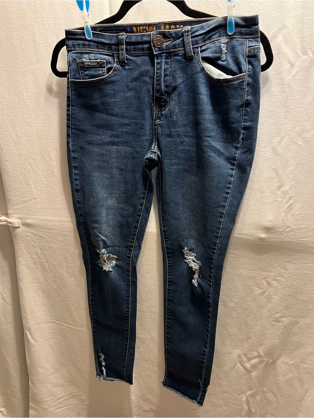 New Max Distressed Ankle Skinny Jeans - Dark Blue